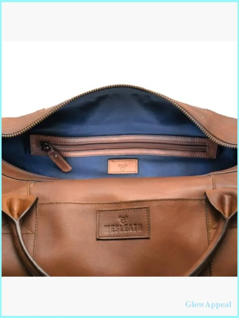 Full Grain Leather Duffle Bag - 25L Travel Gym Carry-On Weekender with Brass